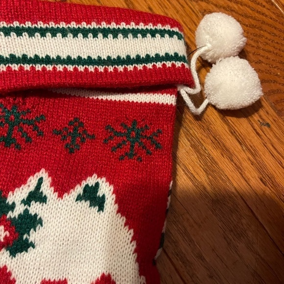 20" Long Knit Christmas Stocking with Cat - Picture 7 of 7